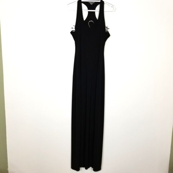KAMALIKULTURE Go Racerback  Maxi Dress Sz S Black Stretchy Open Back Sleeveless - Picture 1 of 9